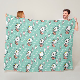 music boy pattern fleece blanket