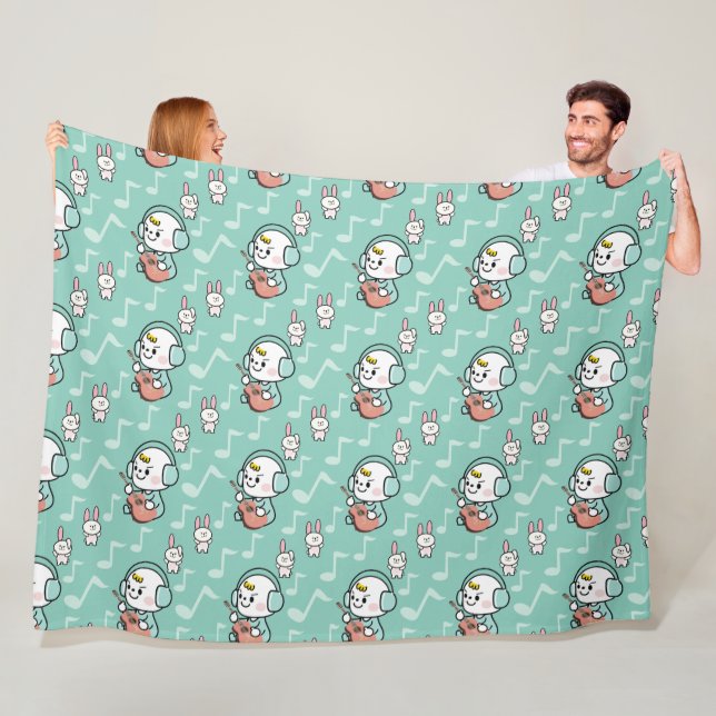 music boy pattern fleece blanket (In Situ)
