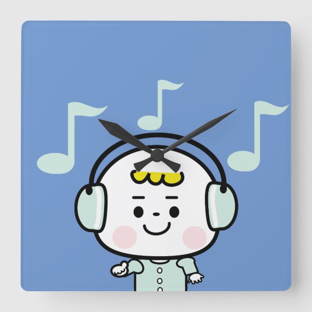 music boy square wall clock (Front)