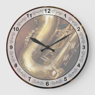 Music - Brass - Saxophone  Large Clock