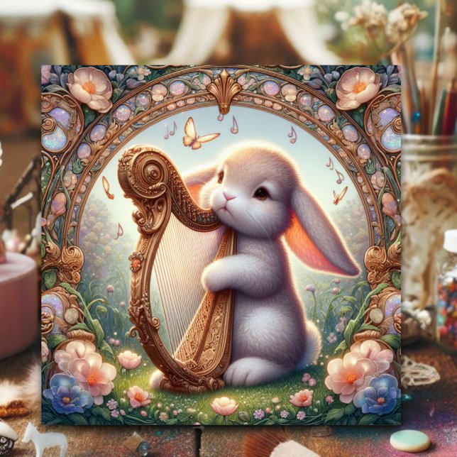 Music Bunny Art Nouveau Easter  Holiday Card (Creator Uploaded)