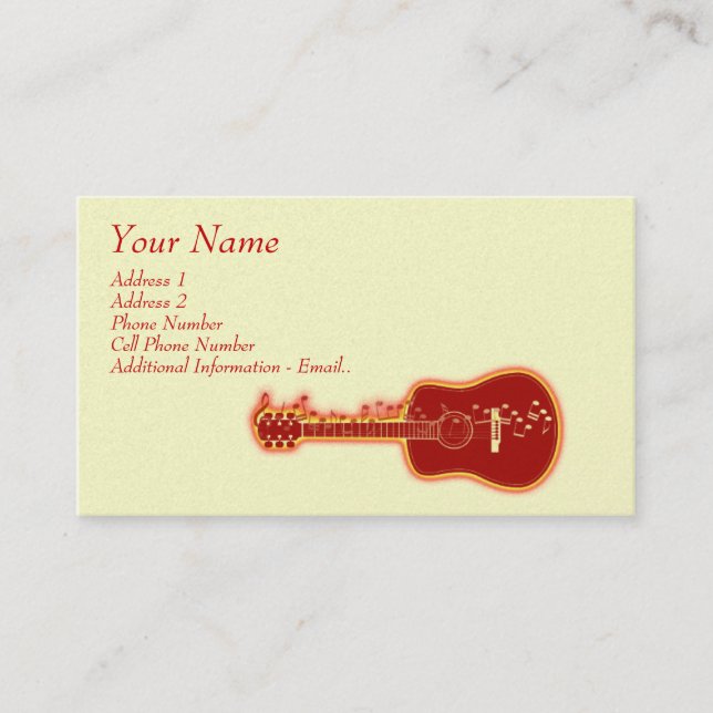Music Business Card - Red Guitar (Front)