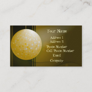 Music Business Card - Yellow Disco Ball