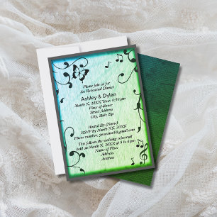 Music Butterfly Leaves Green Wood Wedding Invitation