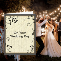 Music Butterfly Leaves Yellow Wood Grain Wedding