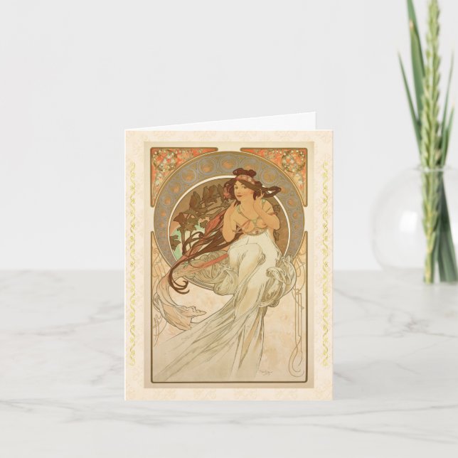 Music by Alphonse Mucha, Happy Birthday  Card (Front)