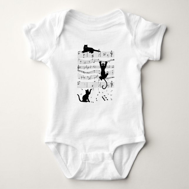 Music Cat Cats Cute Funny Musician Gift Baby Bodysuit (Front)