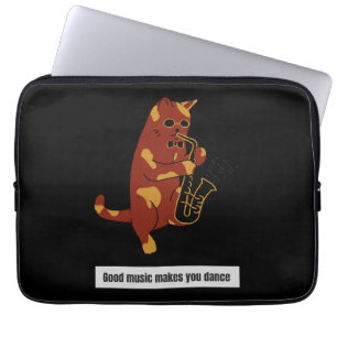 Music cat saxophone laptop sleeve