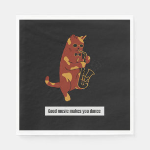 Music cat saxophone napkin