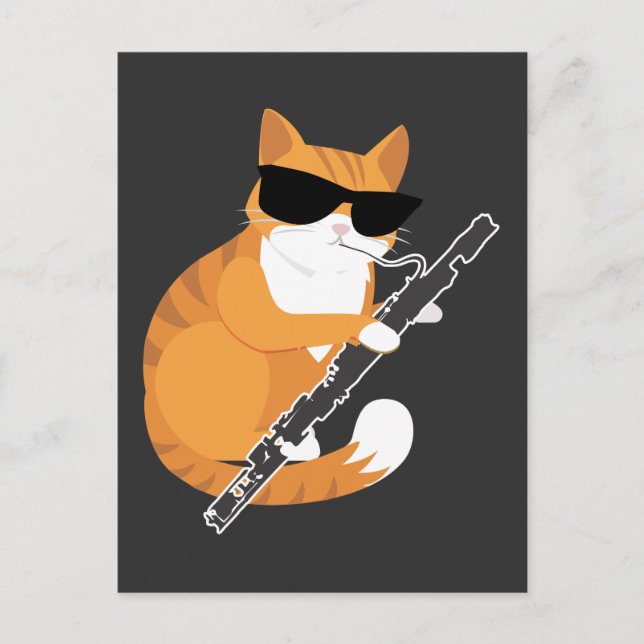 Music Cat Sunglasses Bassoonist Musician Bassoon Postcard (Front)