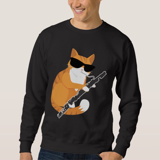 Music Cat Sunglasses Bassoonist Musician Bassoon Sweatshirt (Front)