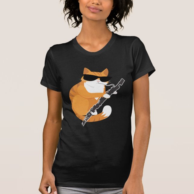 Music Cat Sunglasses Bassoonist Musician Bassoon T-Shirt (Front)