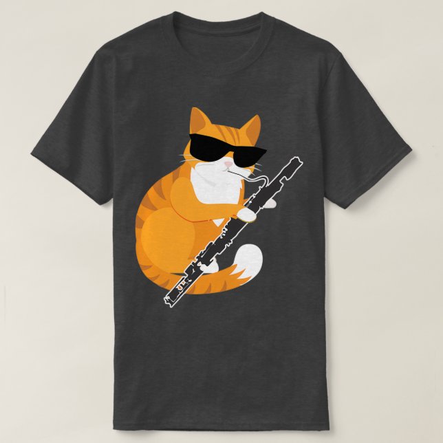 Music Cat Sunglasses Bassoonist Musician Bassoon  T-Shirt (Design Front)