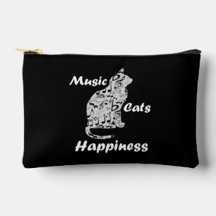 Music Cats Happiness - Musician Lover Quote Accessory Pouch