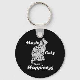 Music Cats Happiness - Musician Lover Quote Key Ring