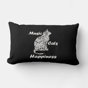 Music Cats Happiness - Musician Lover Quote Lumbar Cushion
