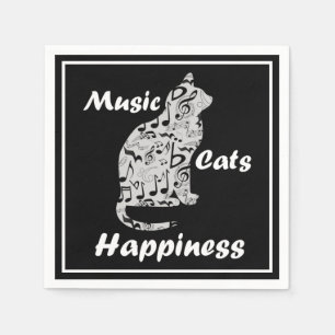 Music Cats Happiness - Musician Lover Quote Napkin