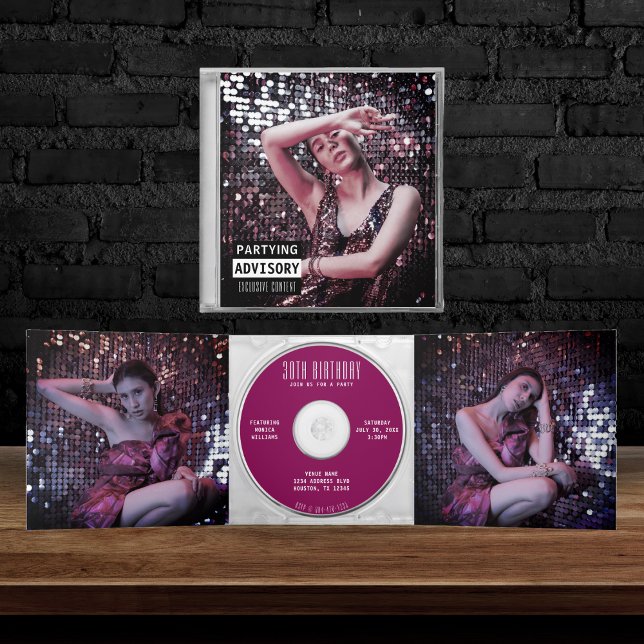 Music CD Album Cover Booklet Birthday Party Tri-Fold Invitation (Creator Uploaded)