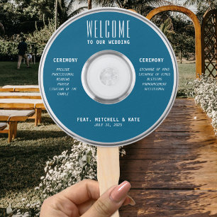 Music CD Blue Wedding Hand Fan
