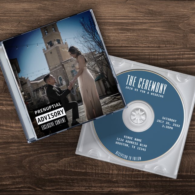 Music CD Case Album Cover Blue Wedding Invitation (Creator Uploaded)