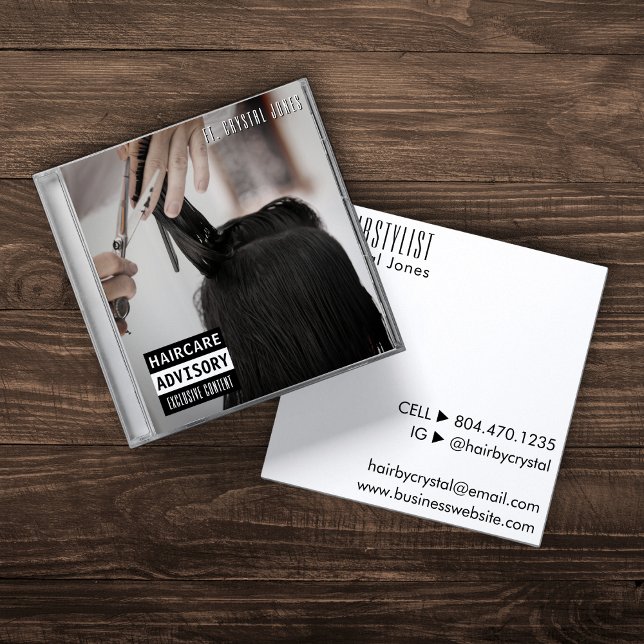 Music CD Case Album Cover Hairstylist Square Business Card (Music CD Case Album Cover Hairstylist Square Business Card
)