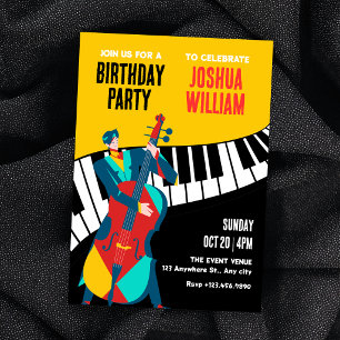 Music cello art invitation