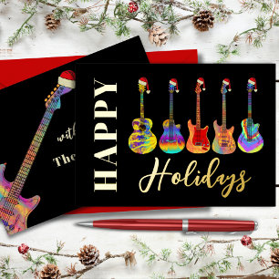 Music Christmas Guitar Happy Holidays Custom Gold