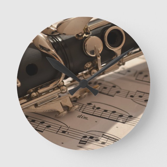 Music Clarinets Musical Notes Destiny Dance Fun Round Clock (Front)