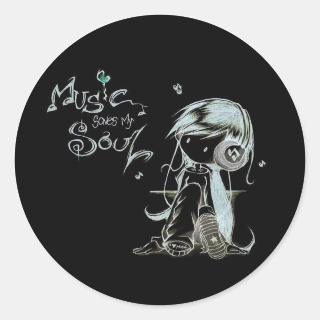 music classic round sticker (Front)