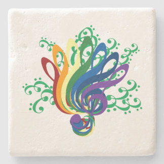 Music Clef Bouquet Stone Coaster