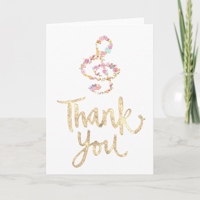 music clef gold foil thank you trendy script (Front)