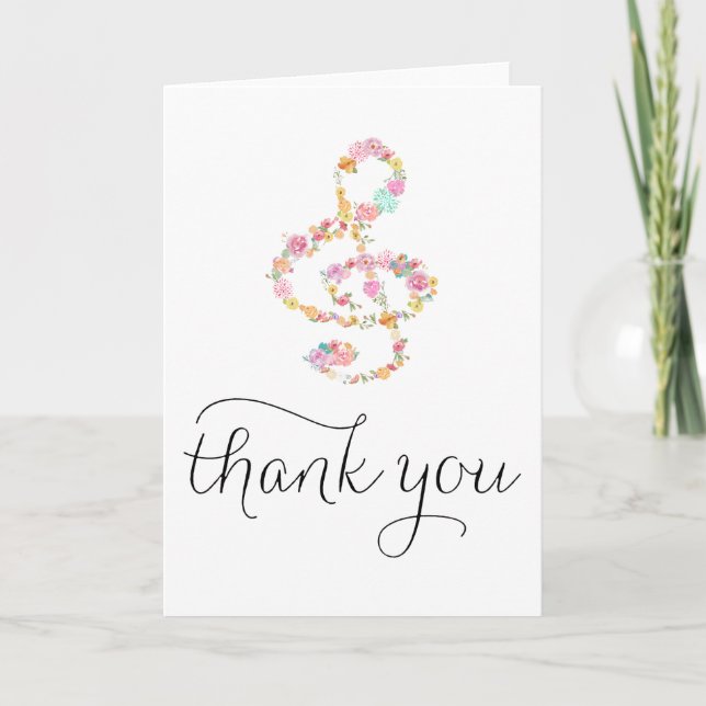 music clef hand lettered thank you card (Front)