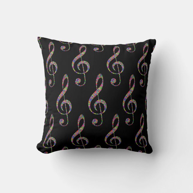 Music Clef in Rainbow  Cushion (Front)
