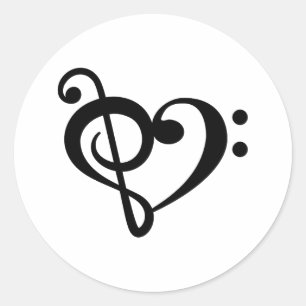 Music Clef Love Heart Classic Round Sticker