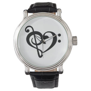 Music Clef Love Heart Watch