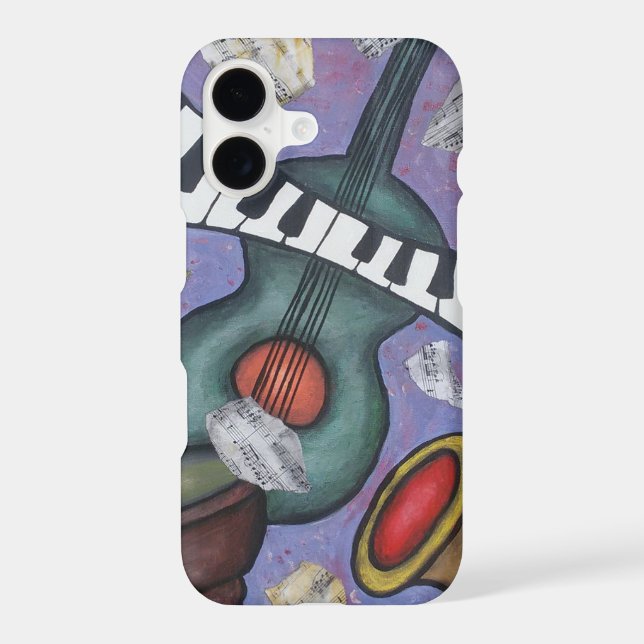 Music Collage Instruments Hand Painted Acrylic (Back)