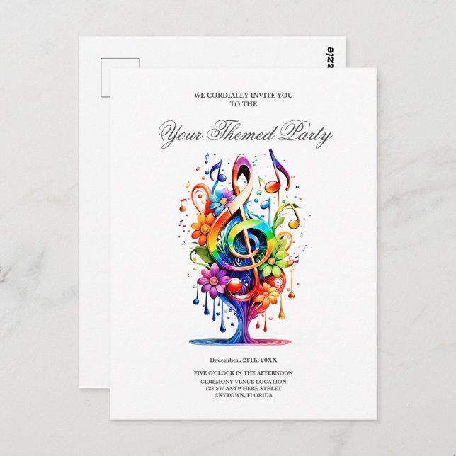 Music, colourful clef postcard (Front/Back)