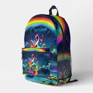 Music, colourful clef with printed backpack