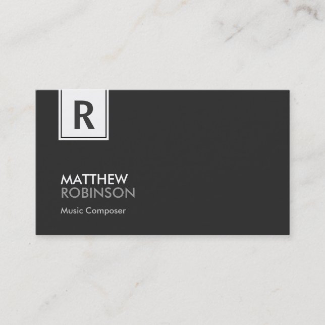 Music Composer - Modern Classy Monogram Business Card (Front)