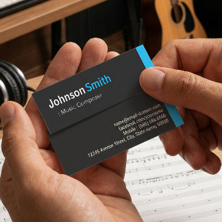 Music Composer - Personal Aqua Blue Mini Business Card