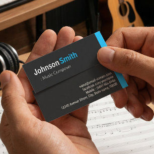 Music Composer - Personal Aqua Blue Mini Mini Business Card