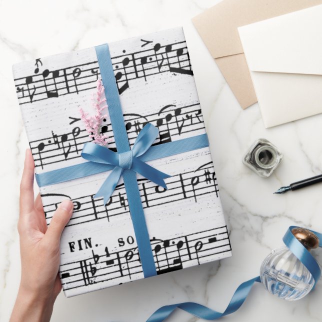 Music Composition On Wood Wrapping Paper (Gifting)