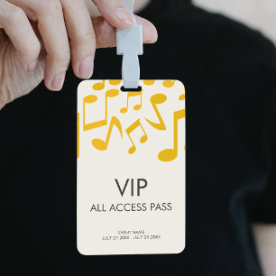 Music Concert Festival All Access VIP Pass ID Badge