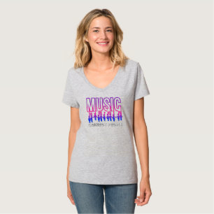 Music Connects People   Women V-Neck T-Shirt