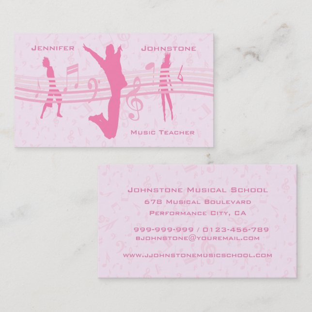Music Dance and Drama Pink Advertising Business Card (Front/Back)
