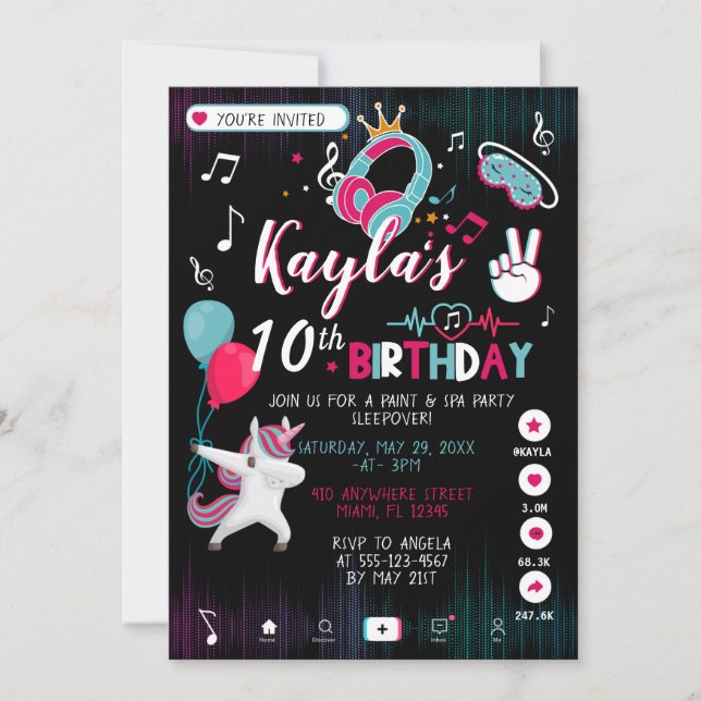 Music Dance Party Birthday Invitation (Front)