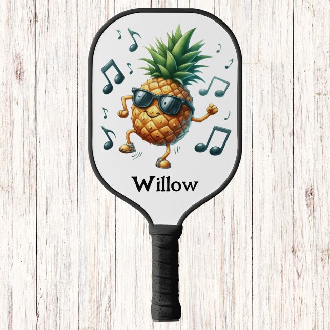 Music Dancing Groovy Pineapple Monogram  Pickleball Paddle (Creator Uploaded)