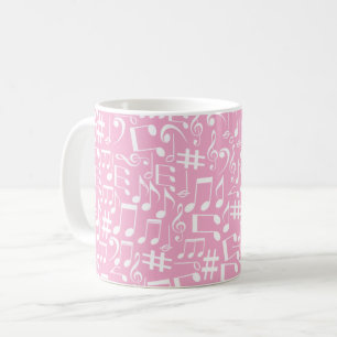 Music Dancing White Notes Soft Pink Coffee Mug