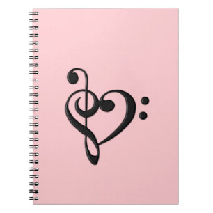 Music Design Heart Spiral Notebook