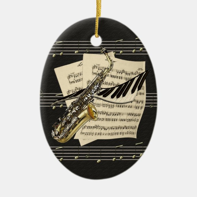 Music Design Personalised Ornament (Front)